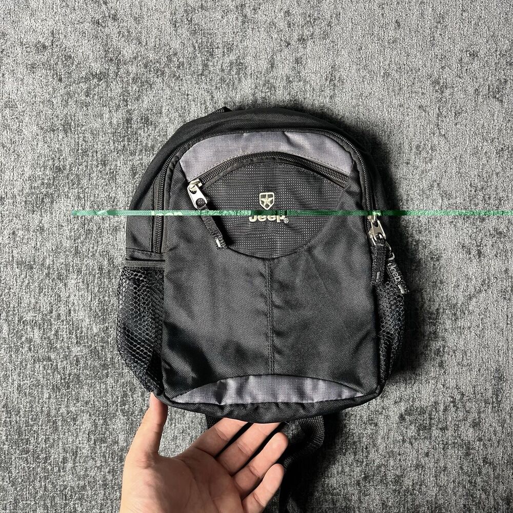 Jeep Mini Backpack Black Gray 10" x 8"x 3" Small Travel Bag Interior Pockets